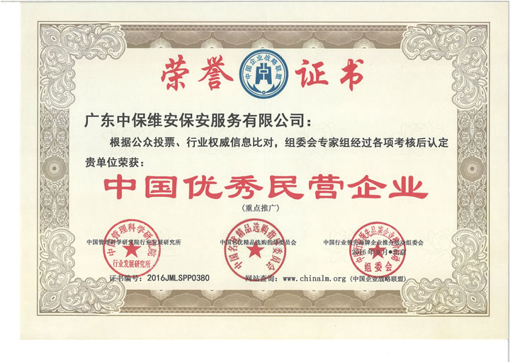 中國優(yōu)秀民營企業(yè)